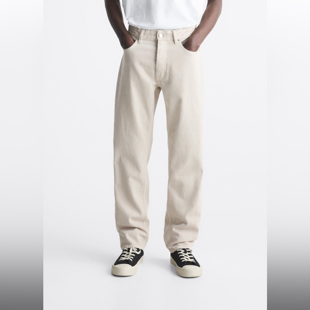 zara straight fit jeans, beige, size 30